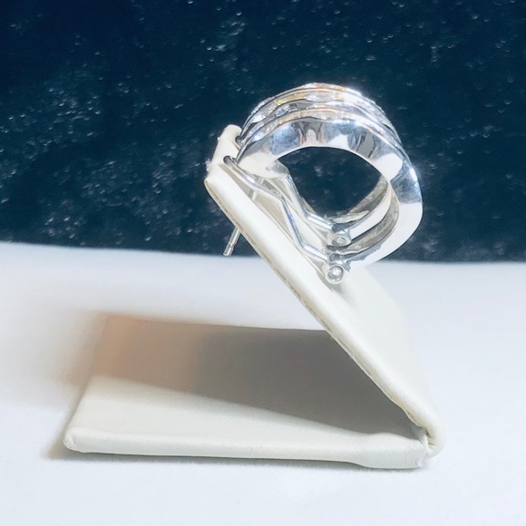 Vintage Ivana Trump Sterling Silver & CZ Huggie Earrings - Picture 4 of 13